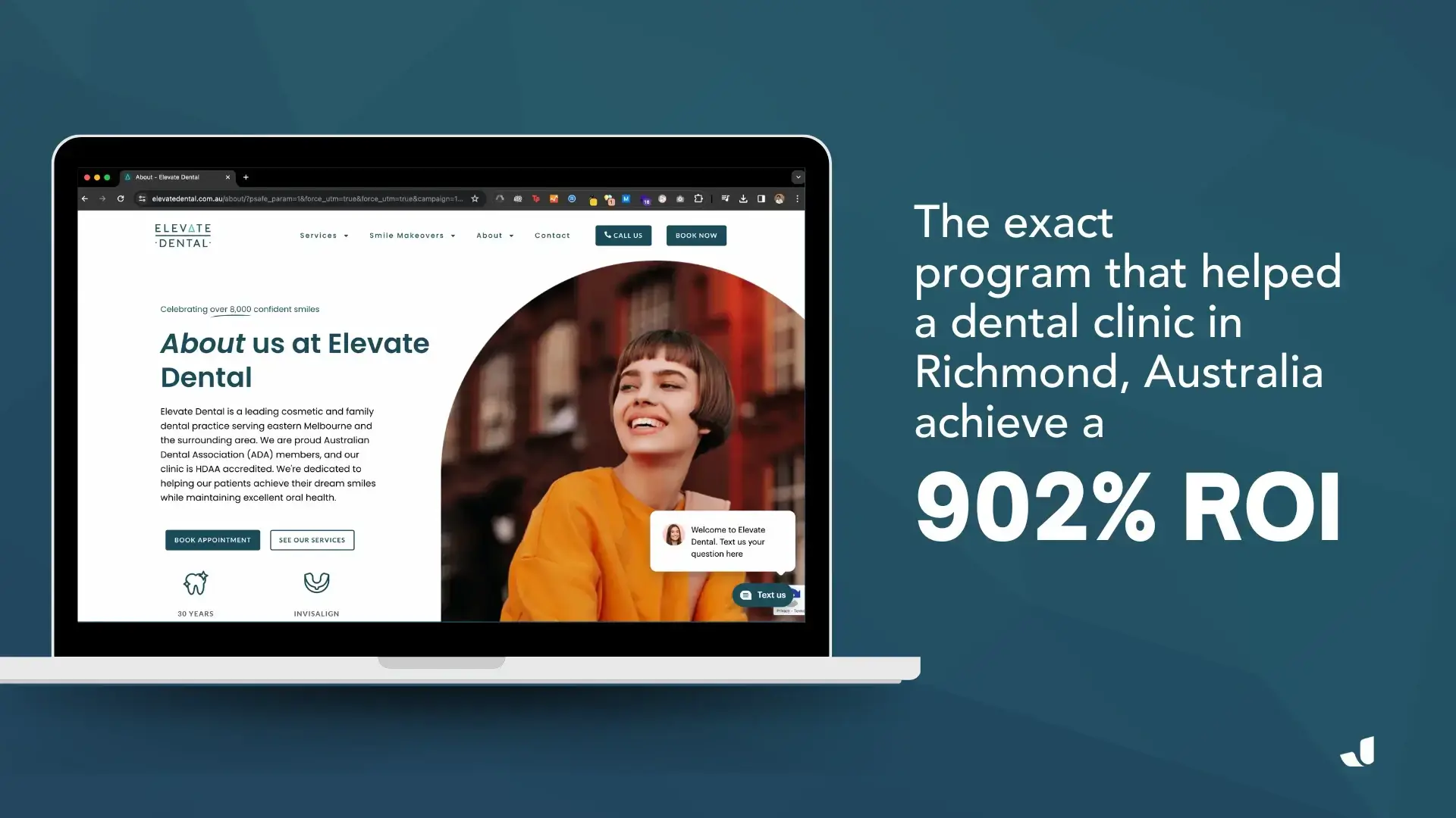 Elevate Dental case study showing 902% ROI