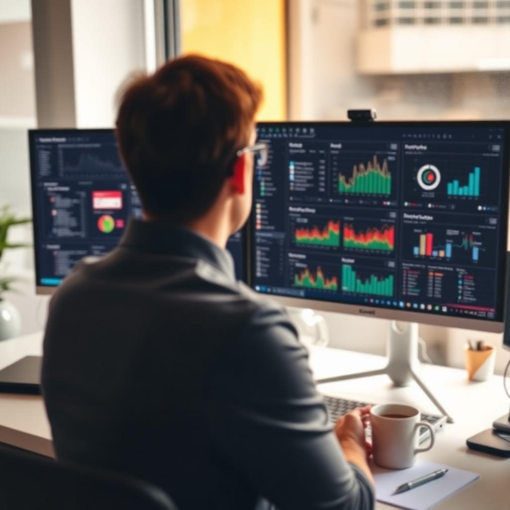 Business owner analyzing Google Ads dashboards in Miami office