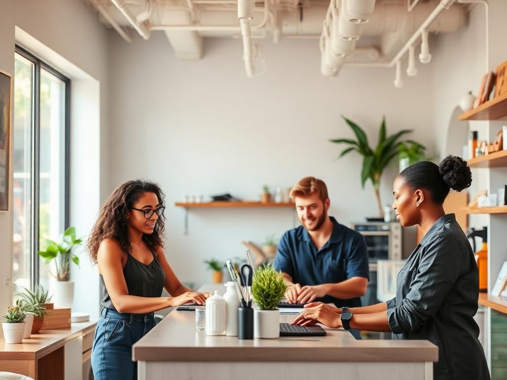 Local Miami business with staff working together