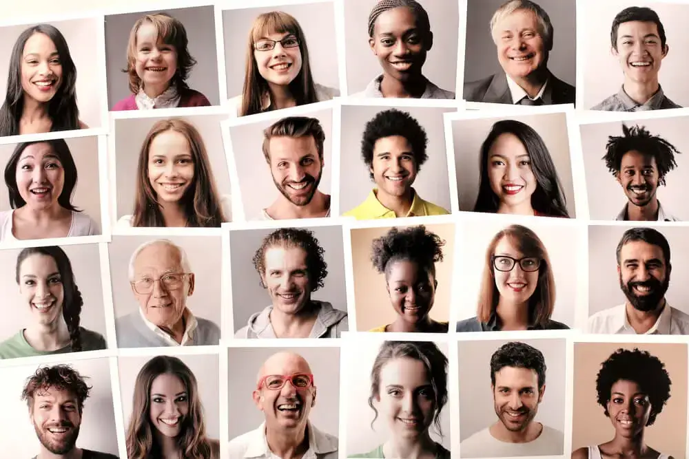 a collage of portrait pictures featuring smiling faces. the people in the pictures appear happy and satisfied, implying that their objections were addressed and resolved.
