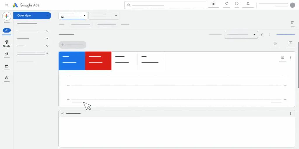 A screenshot of the Google Ads interface showing an overview dashboard with various metrics and navigation. This illustrates where to find what is Conversion Value in Google Ads.