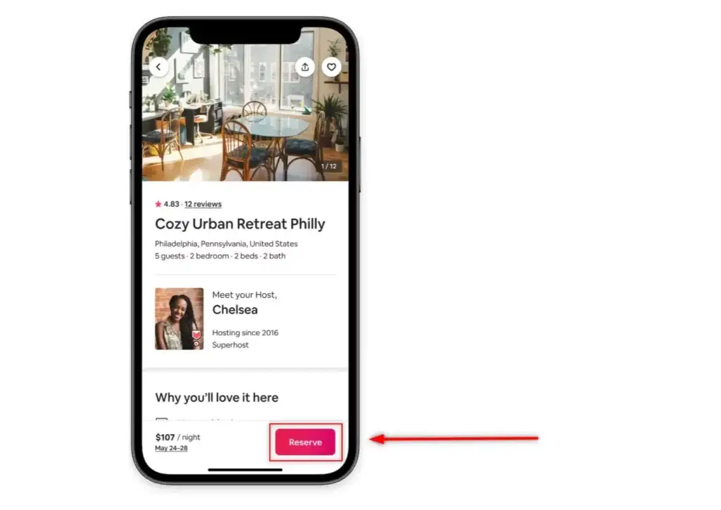 an example from airbnb about their great cta positions