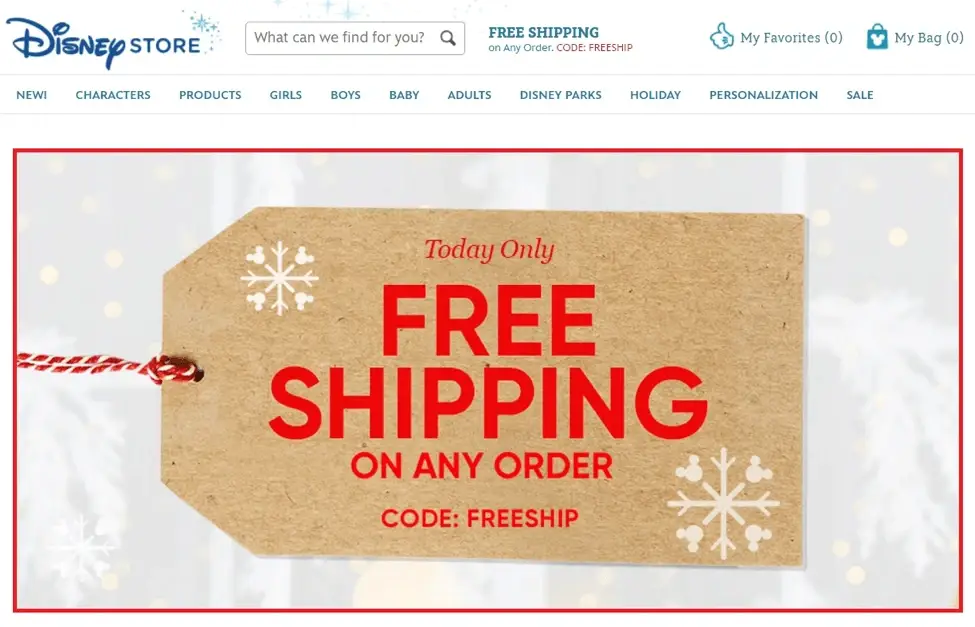 disney store free shipping on any order
