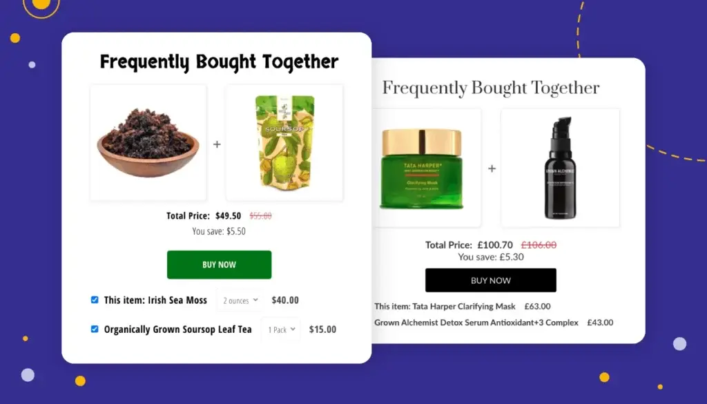 frequently bought together website page