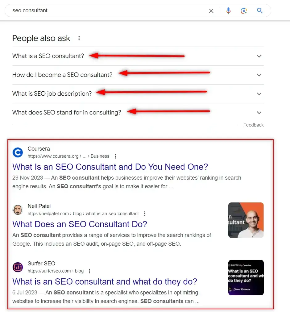 This is what shows up on Google when you type in SEO Consultant